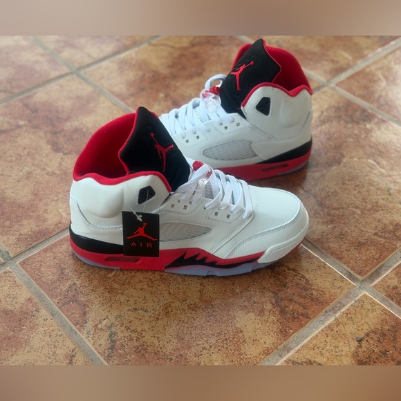 Jordan Other - Size 10 Men’s And Women’s 11.5 -Jordan 5 Athletic Shoes in White, Red, and Black